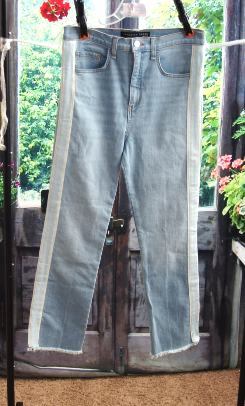 Veronica Beard Carly Kick Flare Jeans Size 29 Light Wash Raw Hem